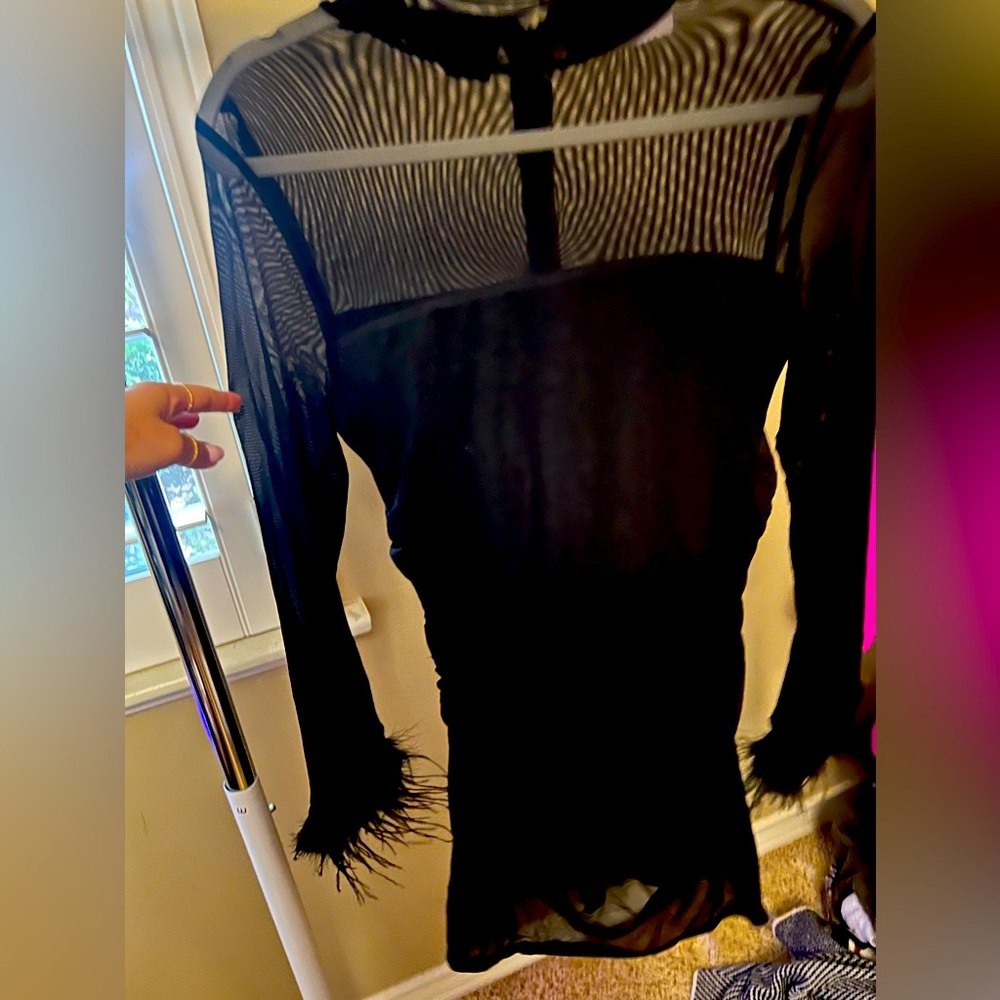 Pink Lily black long sleeve mesh cocktail dress.  Size large.